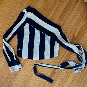 Zara Trafaluc Cropped One Sleeve Striped Top